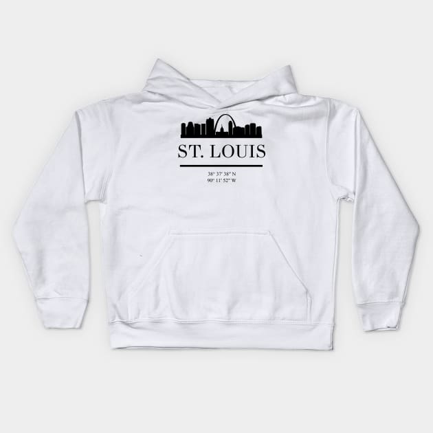 ST LOUIS MISSOURI BLACK SILHOUETTE SKYLINE ART Kids Hoodie by deificusArt